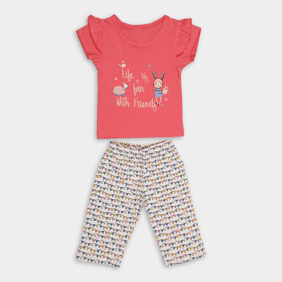 Girls' 100% Cotton Capri Set, Pink, large