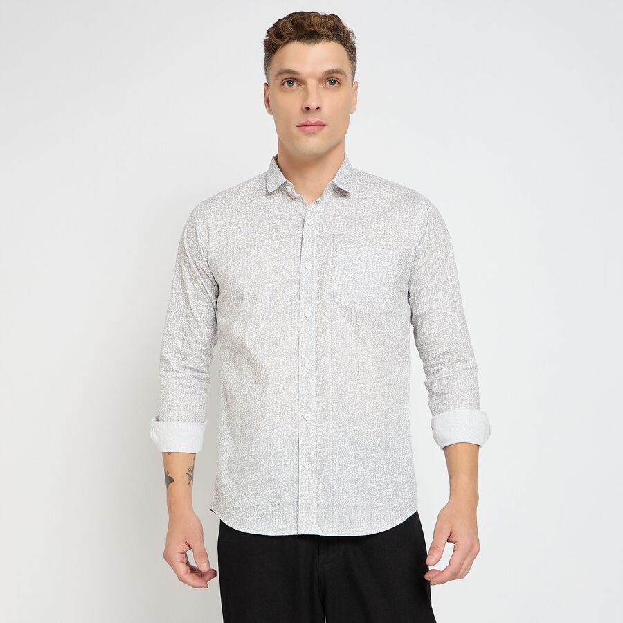 Men's Cotton Casual Shirt, Light Grey, large image number null