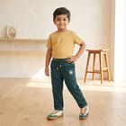 Boys' Mid Blue Regular Fit Drawstring Chino Trousers, Mid Blue, small