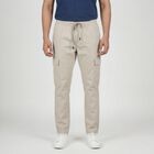 Men's Beige Slim Fit Casual Trousers, Beige, small