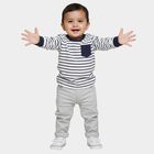 Infants Navy Blue Cotton Round Neck Casual T-Shirt, Navy Blue, small image number null