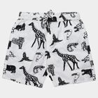 Boys' Off White Regular Fit Graphic Printed Bermuda Shorts, Off White, small