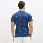 Men's Navy Blue Round Neck Athleisure T-Shirt, Light Blue, small image number null