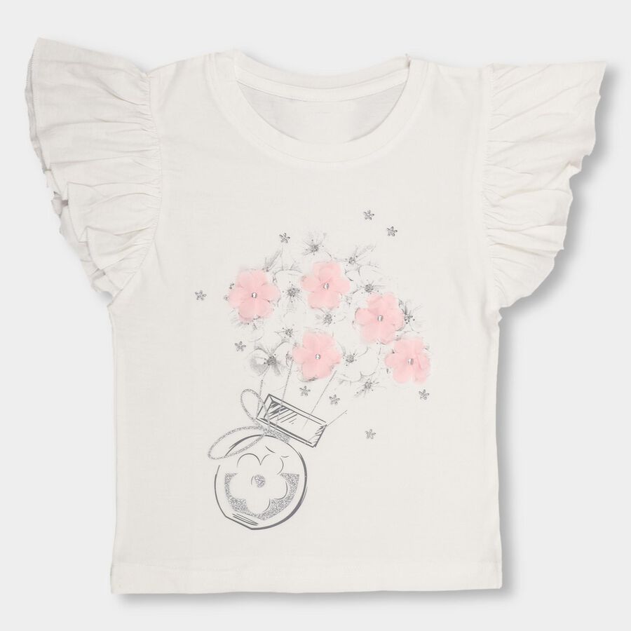 Girls' 100% Cotton T-Shirt, White, large image number null