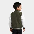 Boys Olive Green Stand Collar Varsity Jacket, Olive, small