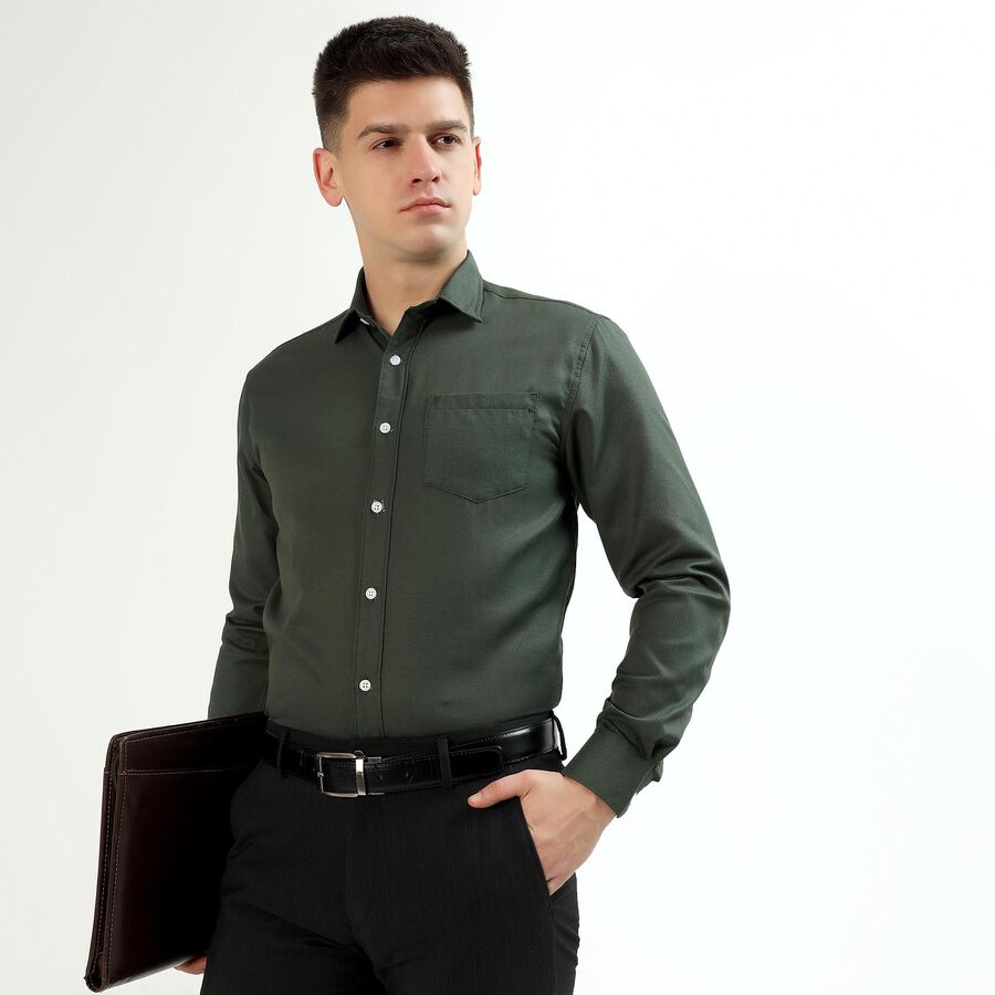 Men's Formal Shirt, गहरा हरा, large image number null