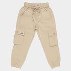 Boys Beige Regular Fit Cargo Pants, Khaki, small image number null