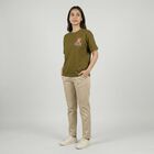Women's Olive Green Cotton Round Neck Casual T-Shirt, Olive, small