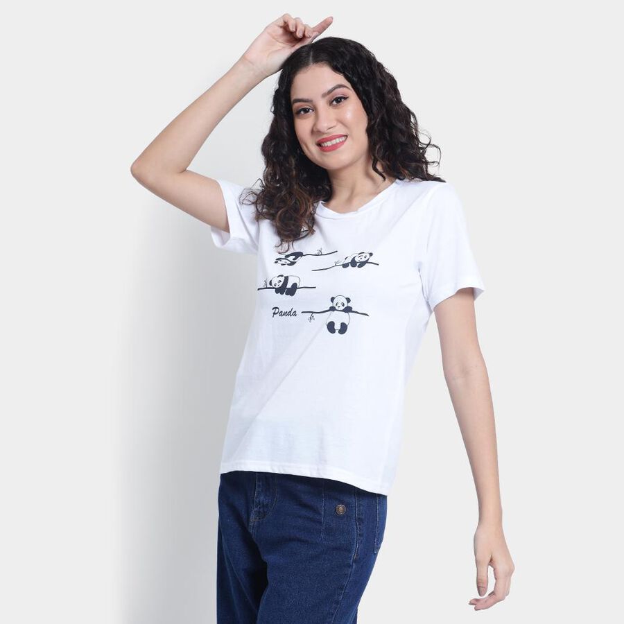 Round Neck T-Shirt, White, large image number null