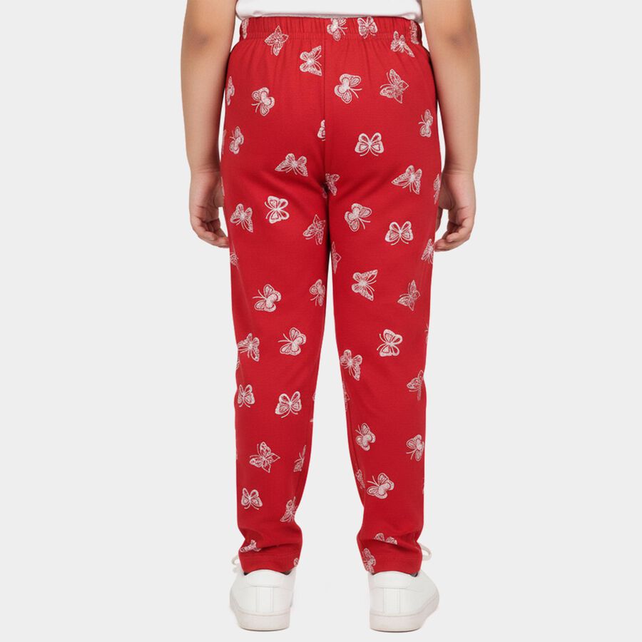 Girls' Fuchsia Regular Fit Butterfly Printed Cotton Blend Pyjama, Fuchsia, large