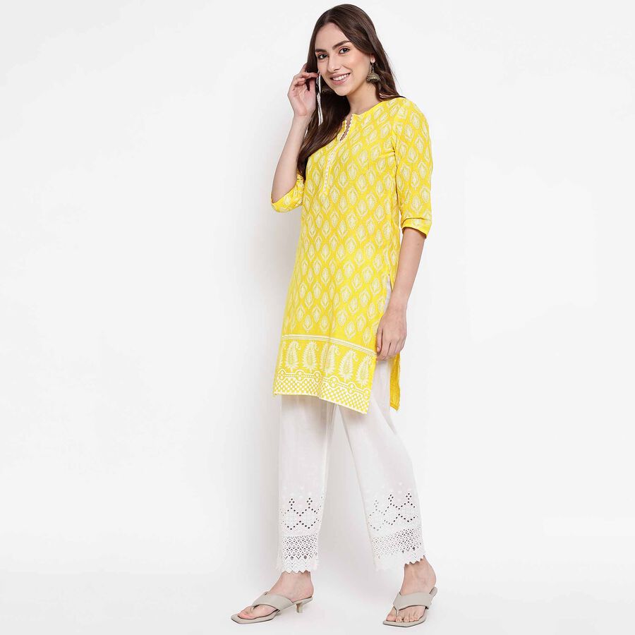 Cotton Straight Kurta, Yellow, large image number null