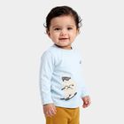 Infants Light Blue Cotton Round Neck Regular T-Shirt, हल्का नीला, small