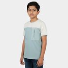 Boys Light Blue Round Neck Casual T-Shirt, Light Blue, small