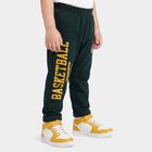 Boys' Green Straight Fit Basketball Printed Cotton Blend Pyjama, Dark Green, small