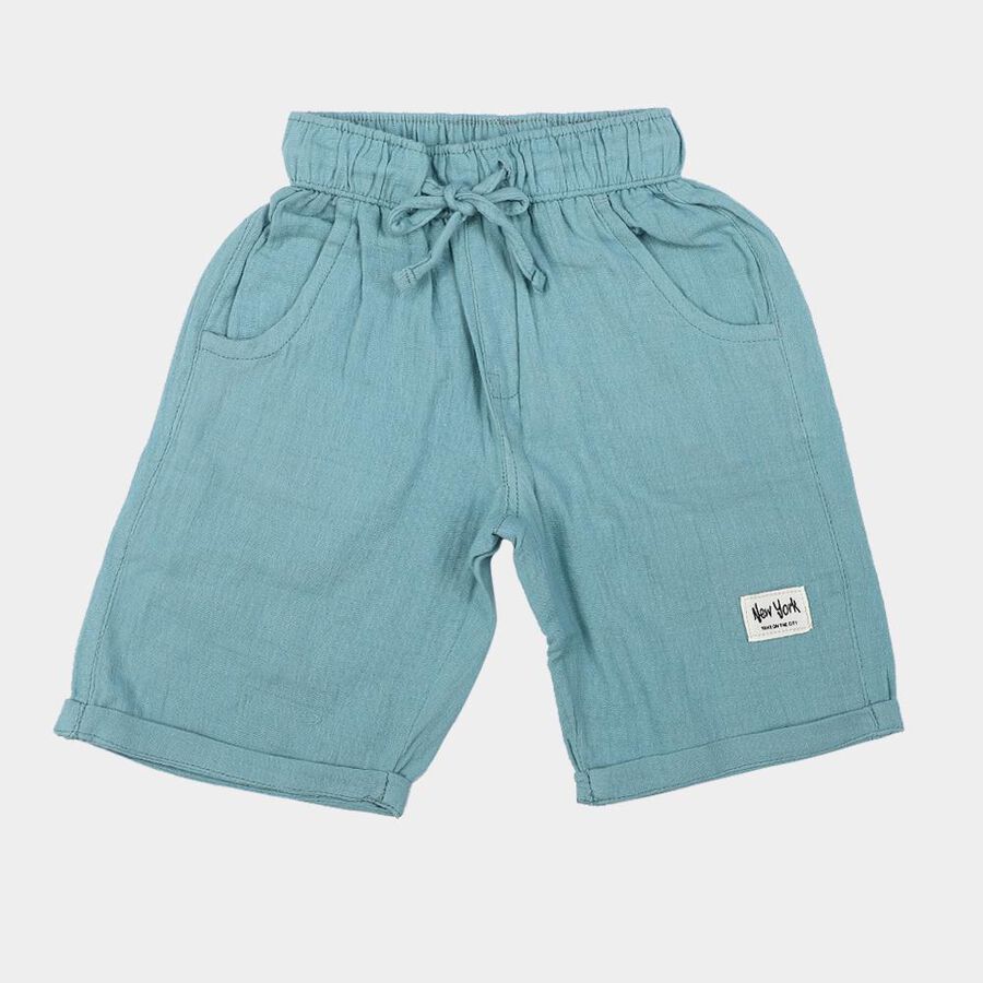 Boys' Light Blue Regular Fit Drawstring Jamaican Shorts, हल्का नीला, large