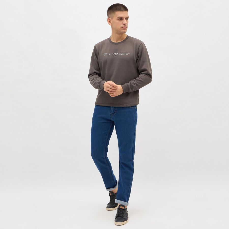 Men's Light Grey Crew Neck Casual Sweatshirt, हल्का ग्रे, large image number null