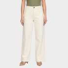 Women's White High-Rise Wide Leg Patch Pocket Trousers, सफ़ेद, small