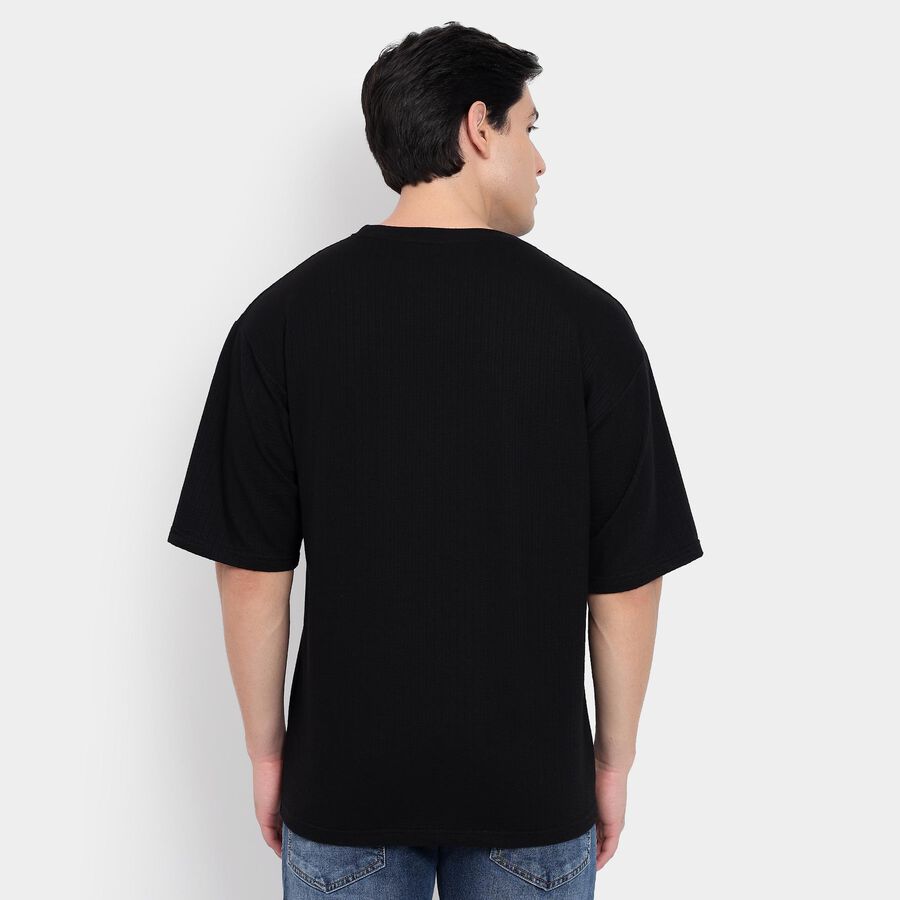 Men's Round Neck Half Sleeves T-Shirt, Black, large image number null