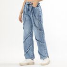 Women's Light Blue Wide Leg Distressed Jeans, Light Blue, small image number null