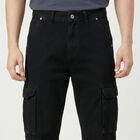 Men's Black Regular Fit Solid Jeans, Black, small
