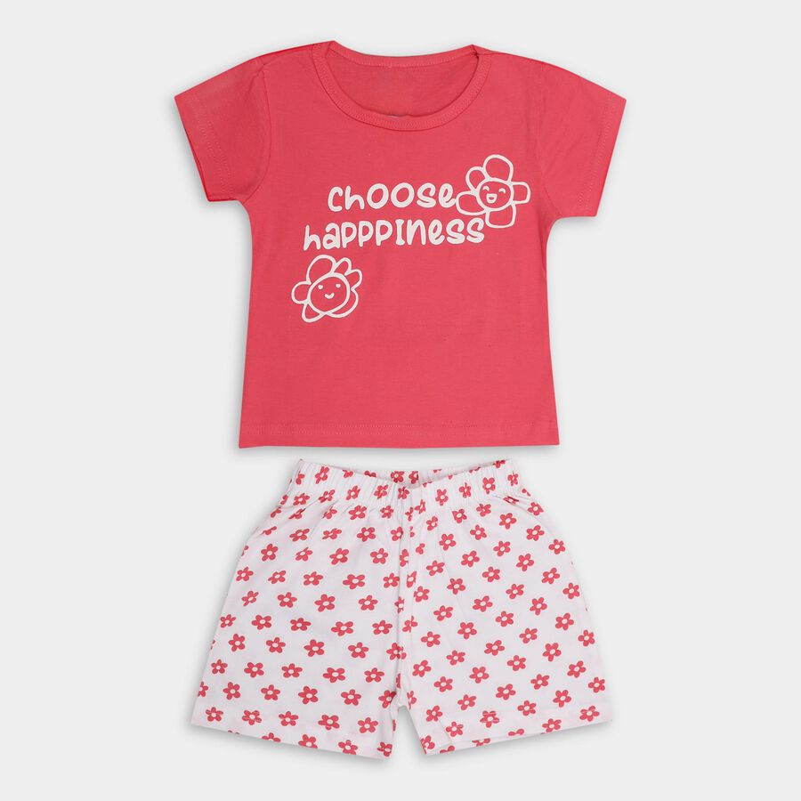 Girls' 100% Cotton Short Set, Pink, large
