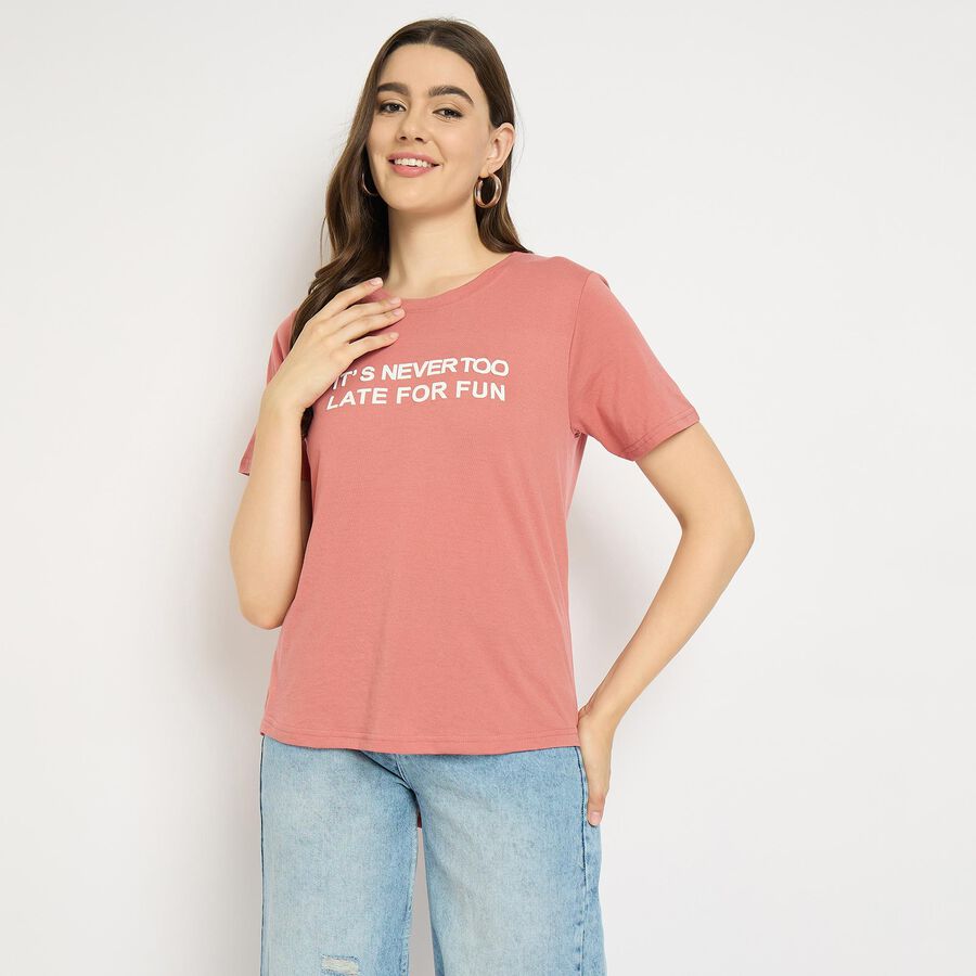 Ladies' Round Neck T-Shirt, हल्का गुलाबी, large image number null