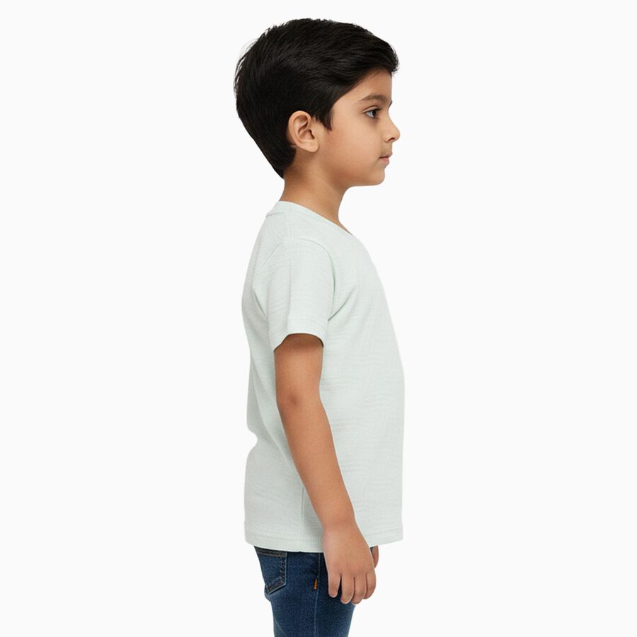 Boys Light Green Round Neck Casual Half Sleeve T-Shirt, हल्का हरा, large
