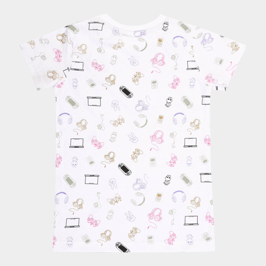 Boys All Over Print T-Shirt, White, large image number null