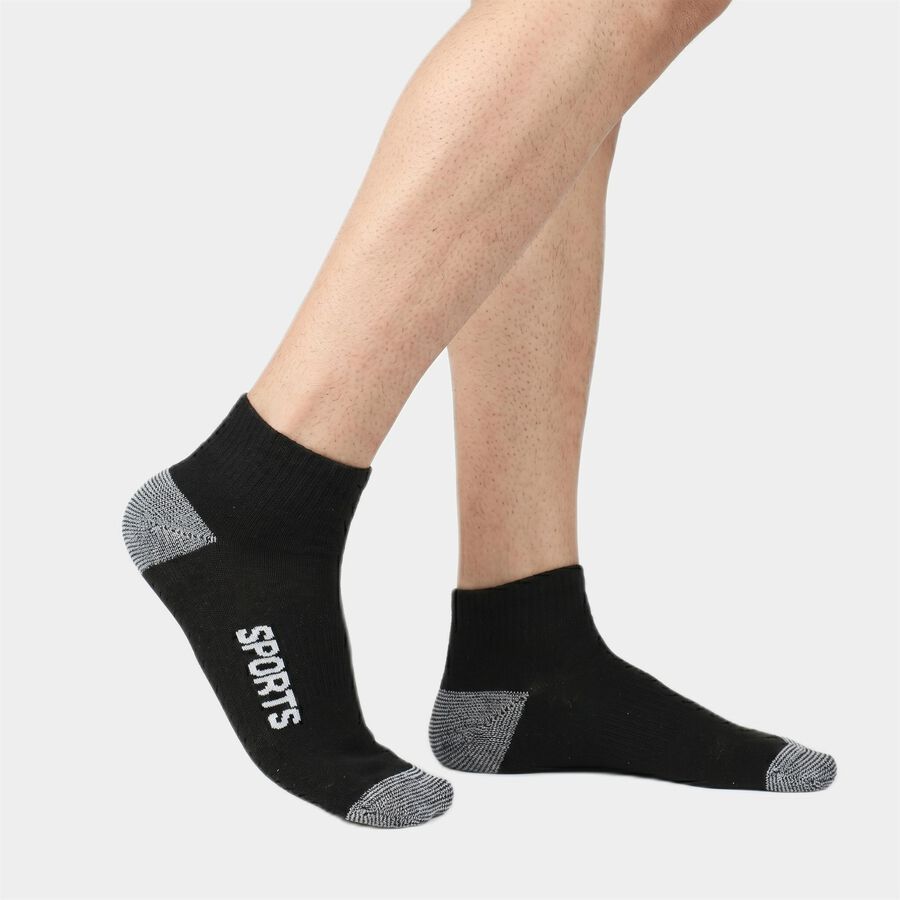 Men's Ankle Length Pack of 3 Socks ( Grey, Charcoal Black ), Charcoal, large