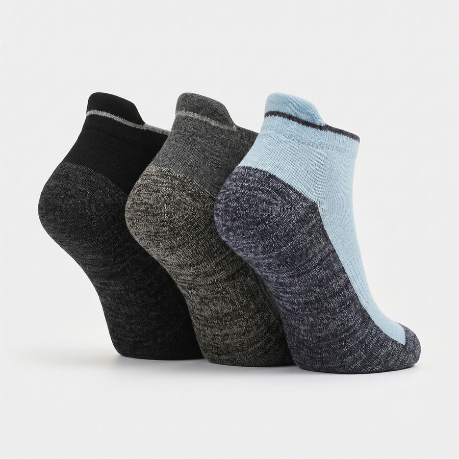 Men Ankle Length Regular Fit Pack of 3 Socks ( Black, Blue, Charcoal ), हल्का नीला, large