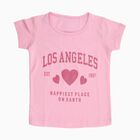 Girls Pink Round Neck Casual T-Shirt, गुलाबी, small