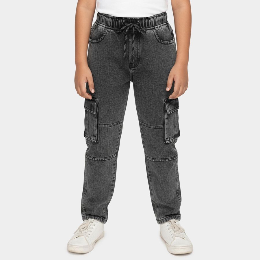 Boys' Jeans, गहरा ग्रे, large