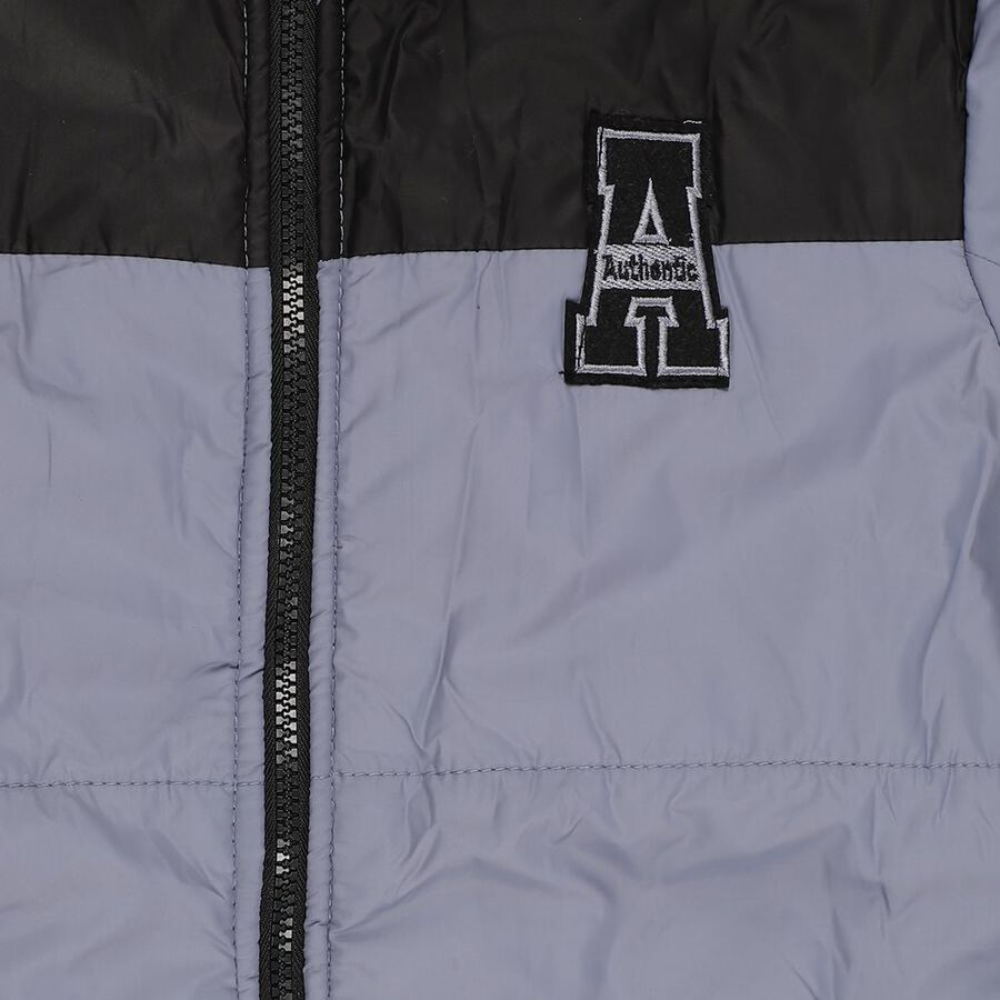 Boys Grey and Black Hooded Casual Jacket, Light Blue, large image number null