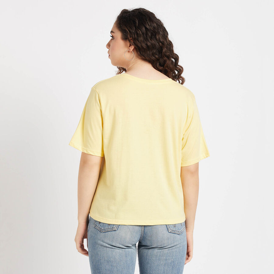 Round Neck T-Shirt, पीला, large image number null
