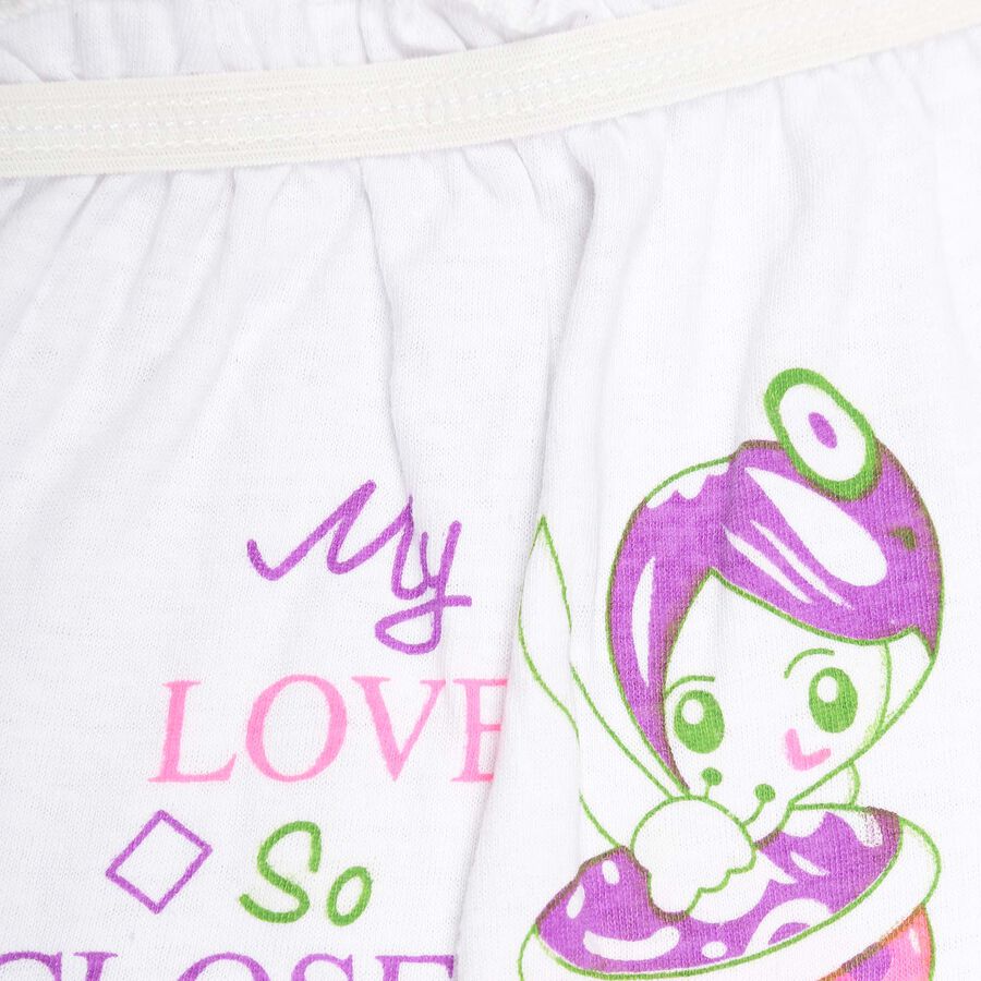 Girls Cotton Printed Bloomer, White, large image number null