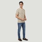 Men's Brown Round Neck Casual T-Shirt, भूरा, small