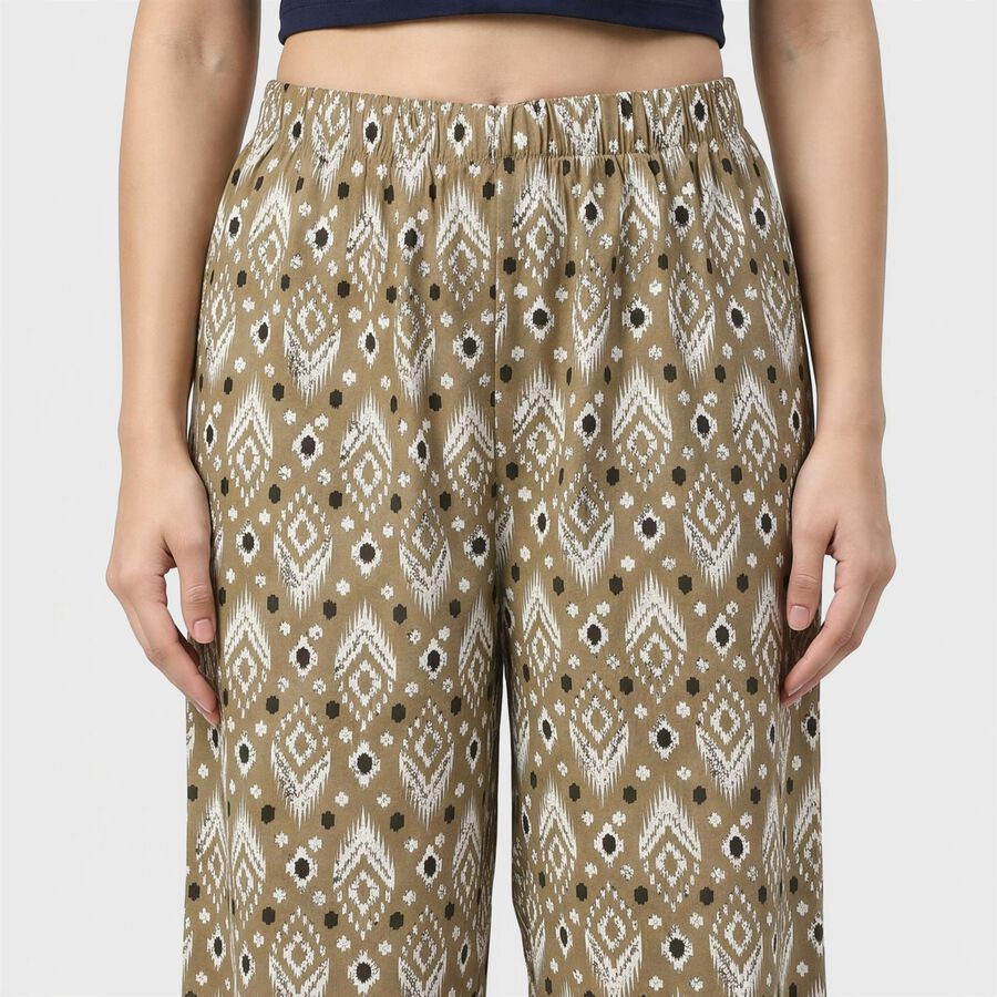 Women's Beige Regular Fit Printed Palazzos, गहरा पीला, large