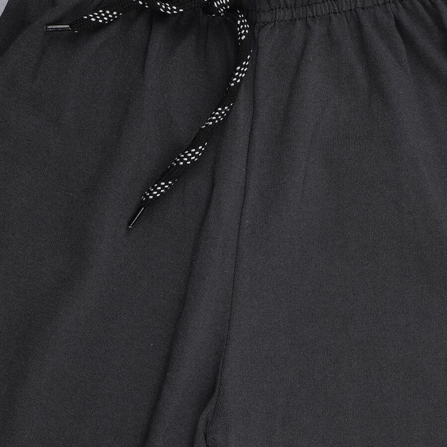 Boys' Dark Grey Regular Fit Side Striped Graphic Bermuda Shorts, Dark Grey, large