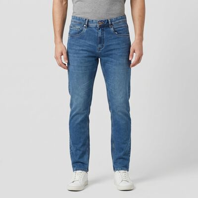 Men's Blue Slim Fit Washed Jeans