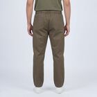 Men's Brown Slim Fit Casual Trousers, भूरा, small