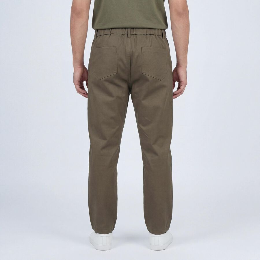 Men's Brown Slim Fit Casual Trousers, भूरा, large