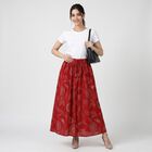 Women's Maroon Flared Printed Maxi Skirt, Maroon, small