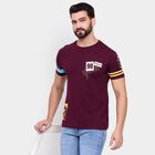 Men's 100% Cotton Round Neck Half Sleeves T-Shirt, Wine, small image number null