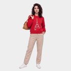Women's Fuchsia Crew Neck Pullover Sweatshirt, रानी (फ्यूशिया), small