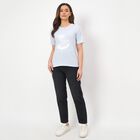 Women's Light Blue Round Neck Casual T-Shirt, Light Blue, small