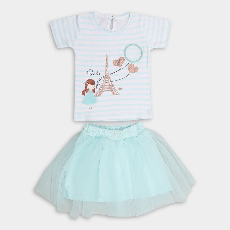 Infants' Top Skirt, Light Blue, large image number null