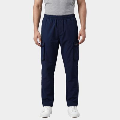 Men's Blue Regular Fit Side-Striped Track Pants