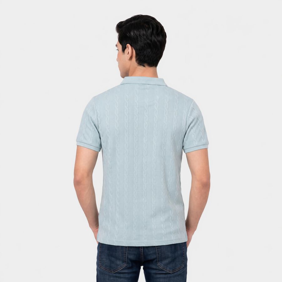 Men's Light Blue Polo Neck Polo T-Shirt, Light Blue, large