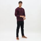 Men's Deep Maroon Crew Neck Casual T-Shirt, वाइन, small image number null