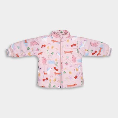 Infants Light Pink High Neck Casual Jacket